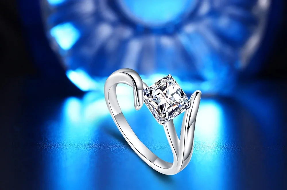 TJP New Arrival Crystal Women Finger Accessories Fashion 925 Sterling Silver Girl Bride Wedding Engagement Party Rings Shiny | Украшения и