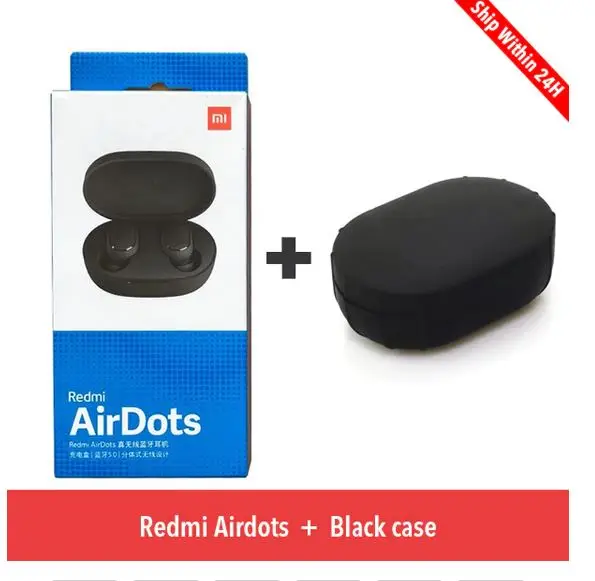 Add Black case Xiaomi Redmi Airdots TWS синий зуб стерео Бас синий зуб 5,0 с микрофоном громкой связи Ea rbuds AI управление - Цвет: Add Black case