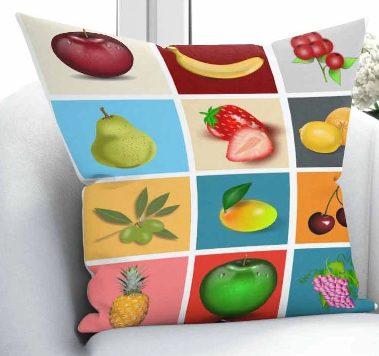 

Else Colored Tropical Fruits Apple Cherry Kitchen 3D Print Chair Throw Pillow Case Cushion Cover Square Hidden Zipper 45x45cm
