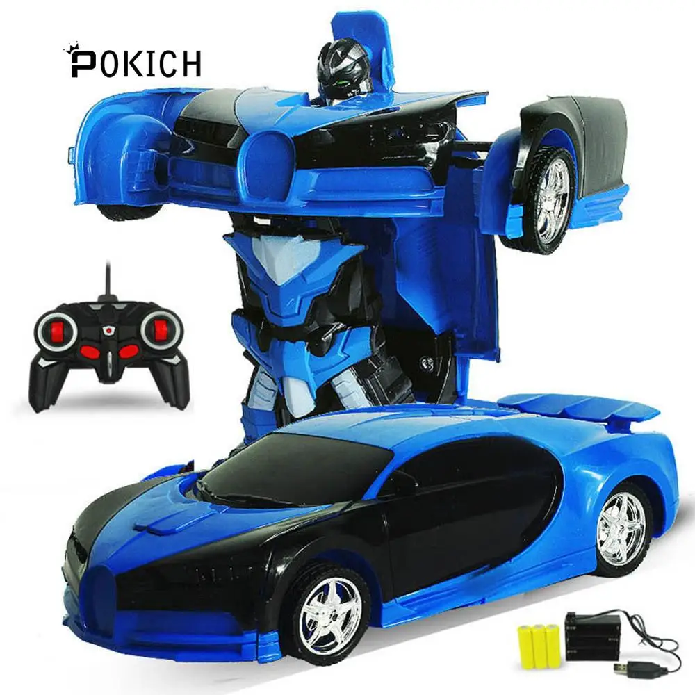 Pokich RC автомобиль роботы-трансформеры спортивный автомобиль модель игрушечные роботы крутая деформация автомобиль дети игрушки подарки для мальчиков - Цвет: Blue 2