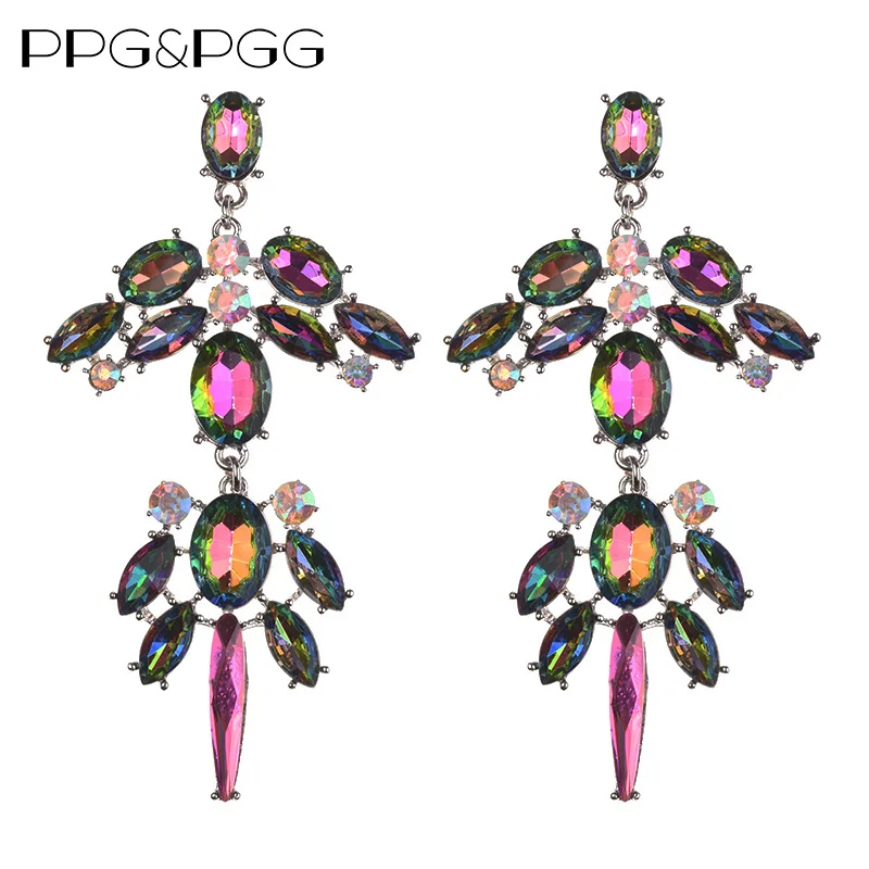 Большие серьги-подвески с кристаллами PPG &amp PGG свадебные серьги драгоценным