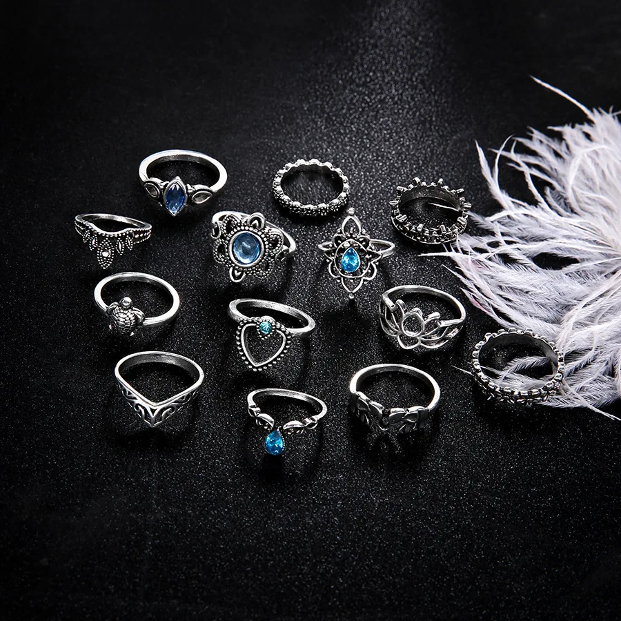 DoreenBeads модные летние Кольца Серебряный Цвет Цветок Корона круг Королевский синий