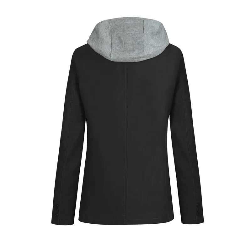 Блейзер Мужской Повседневный со съемным капюшоном и длинными рукавами|Пиджаки| |