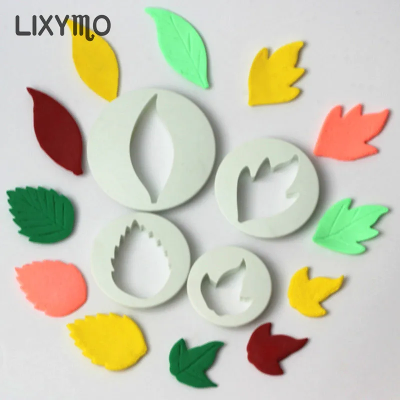 Новинка 4 формы Огненные листья лист помадка формочки тисненые для поделок из
