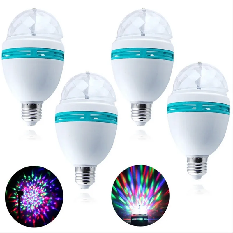1Pcs E27 3W RGB Stage LED Light Auto Crystal Ball Rotating Lamp AC85V-265V Disco DJ Party Holiday Dance Bulb Christmas Lighting | Освещение