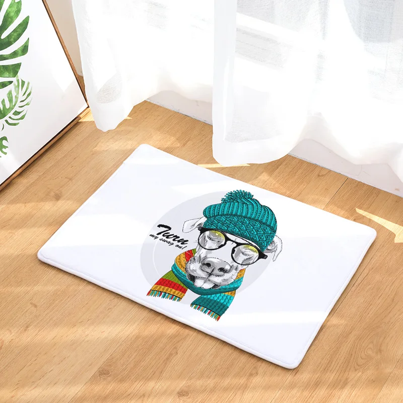 BLRISUP Kawaii Bespectacled собака печатный ножной абсорбирующий слой нескользящий дверной