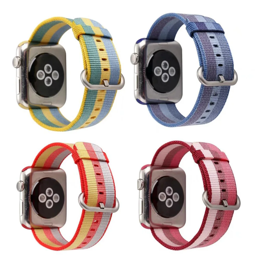 38 мм 42 40 44 ремешок для apple watch series 1 2 3 4 тканый нейлоновый iWatch цветной узор
