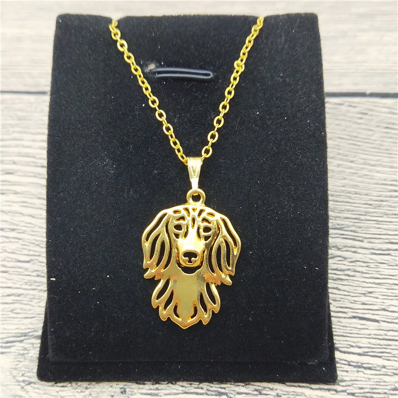 New Long Haired Dachshund Necklace Trendy Style Long Haired Dachshund Pendant Necklace Women Fashion Pet Dog Jewellery