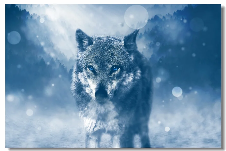 Фото Пользовательские холст настенные фрески Прохладный Волк наклейки постер с