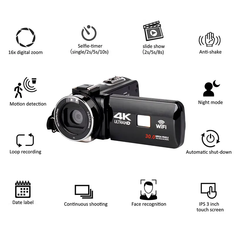 4 K Ultra HD 3," ЖК-экран WiFi цифровая видеокамера DV рекордер 16X зум IR ночного видения Видеокамера