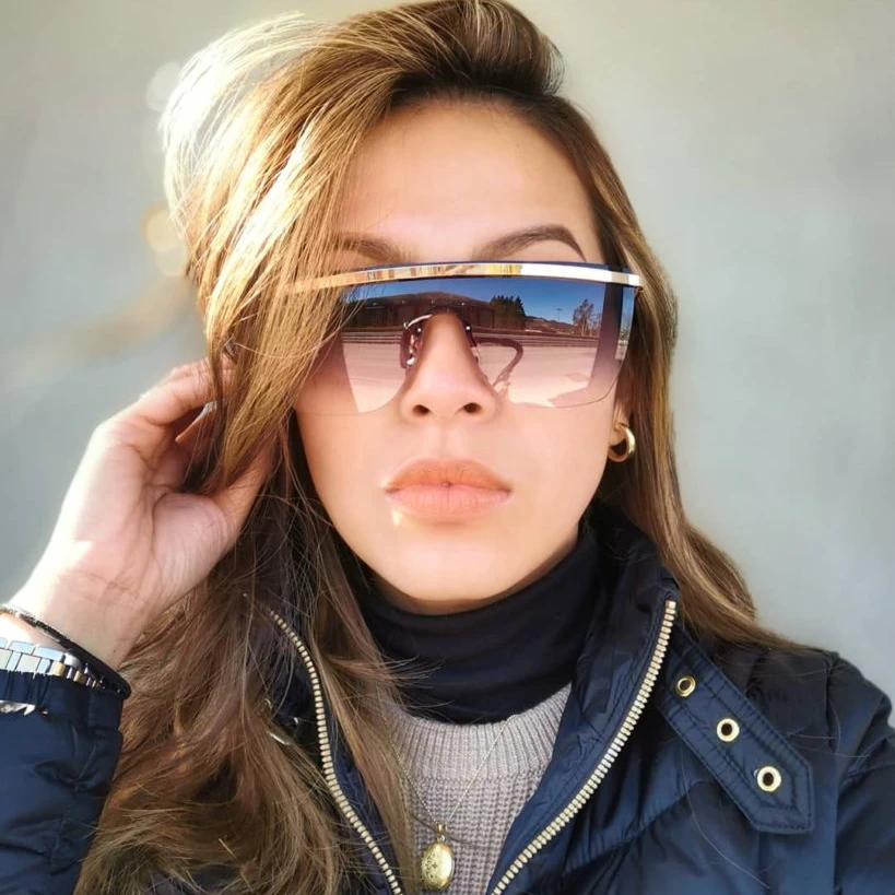 Новинка солнцезащитные очки с плоским верхом женские большие градиентные для