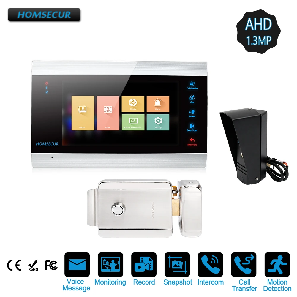 HOMSECUR 960P AHD1.3MP видео домофон система с двухсторонним Интерком электрический замок