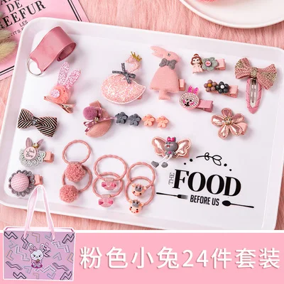 A-pink rabbit 24 шт/коробка-красивая подарочная коробка набор для детей милые заколки Симпатичные повязки для волос аксессуары для волос для девочек - Цвет: A-pink rabbit