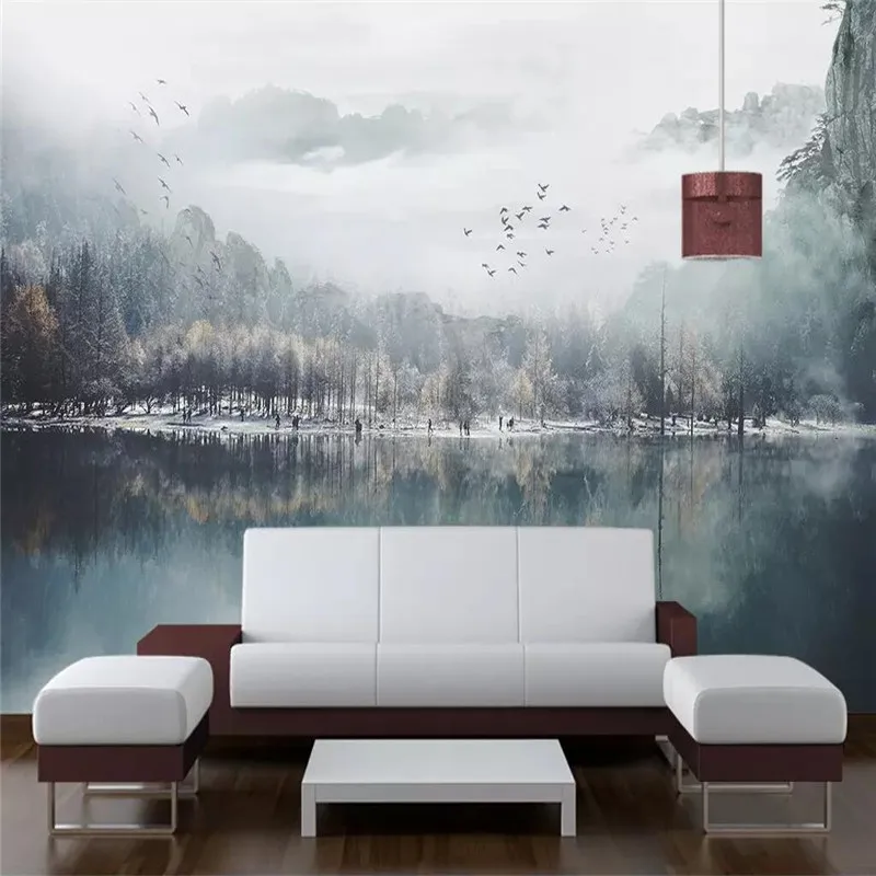

Ink landscape painting TV background wall professional production mural factory wholesale wallpaper mural (to map custom)