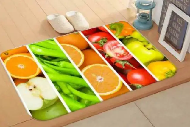 Напольный коврик для кухни 50x80 см с изображением фруктов желтого красного