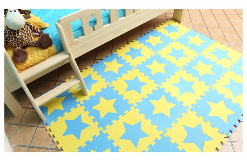 10 шт. голубой желтый детский игровой коврик EVA пенопластовый Мультяшные