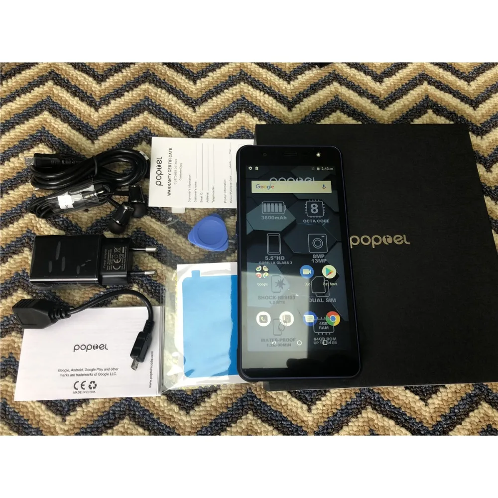 Оригинальный POPTEL P10 5 ''HD Android 8 1 мобильный телефон IP68 водонепроницаемое стекло
