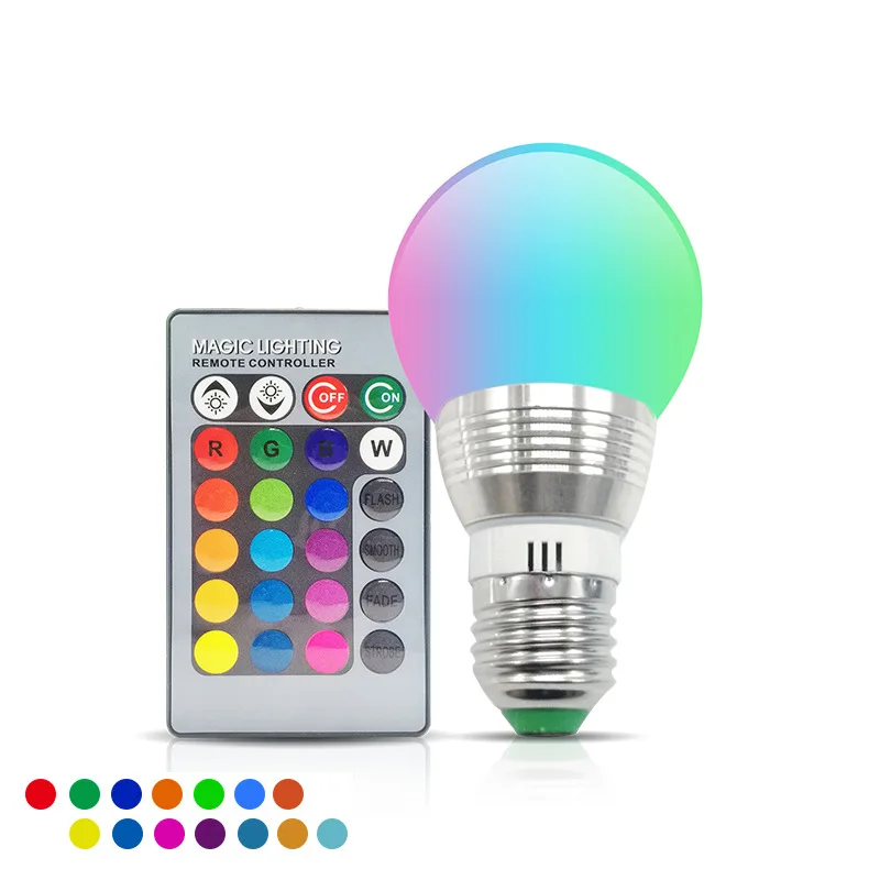 Diue Dimmable E27 B22 E14 Светодиодная лампа 3 Вт цветные светодиодные лампы пульт
