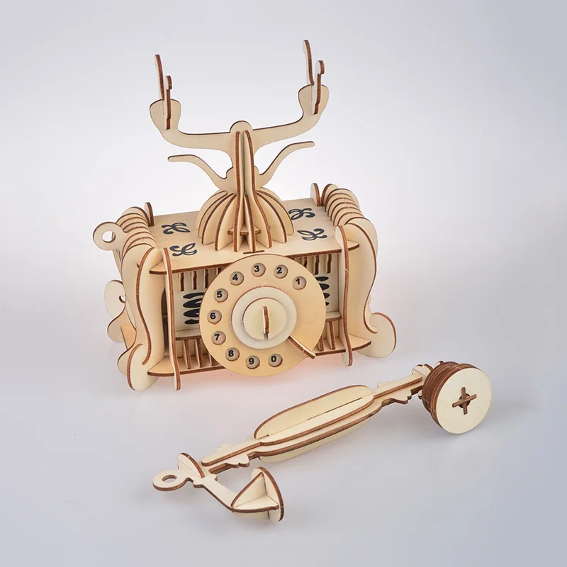 Старомодный телефон diy игрушка 3D деревянная модель конструктор для взрослых