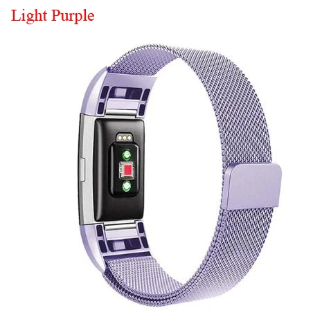 JKER нержавеющая сталь Магнитная Миланская петля ремешок для Fitbit Charge 2 замена Браслет ремешок для Fitbit Charge 3 ремешок для часов - Цвет: Light Purple