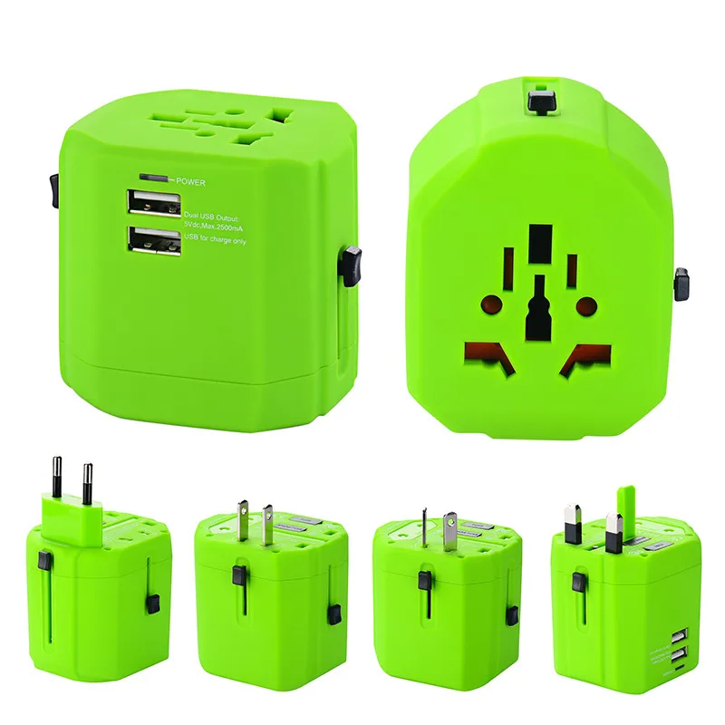 LEORY All In One Universal Travel Adapter 5V 2.1A 2500MA 2 USB Port EU US UK AU International Plug Charger |
