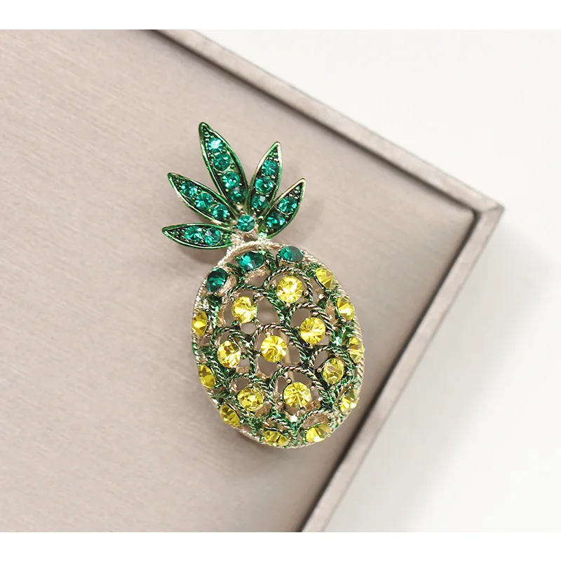 YANYI New Arrival Fruit Design Pineapple Brooch with Rhinestone Band and Green Enamel Leaf for Women Girls Holiday Gift | Украшения и