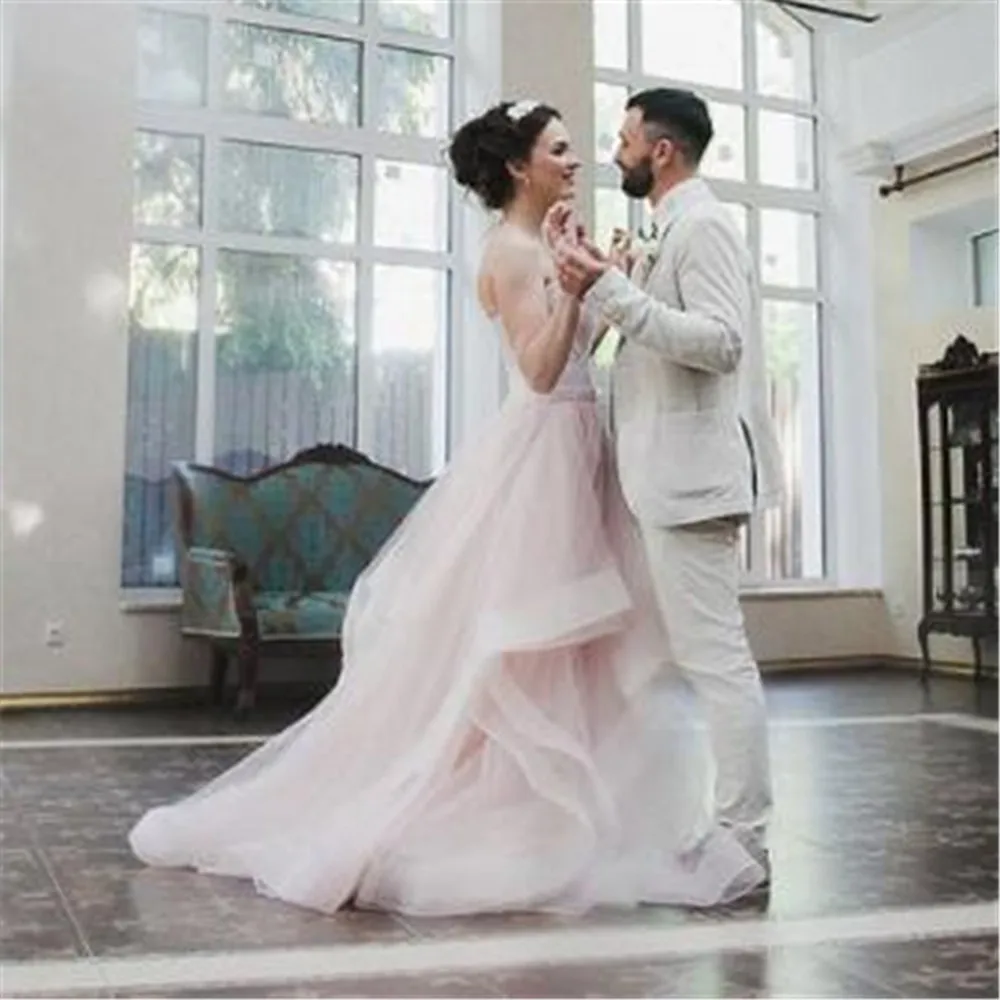 YUNUO Милая Румяна Розовые Свадебные платья Vestido de casamento без рукавов органза