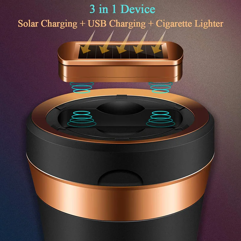 Керамическая Солнечная автомобильная пепельница с USB зарядкой сменный