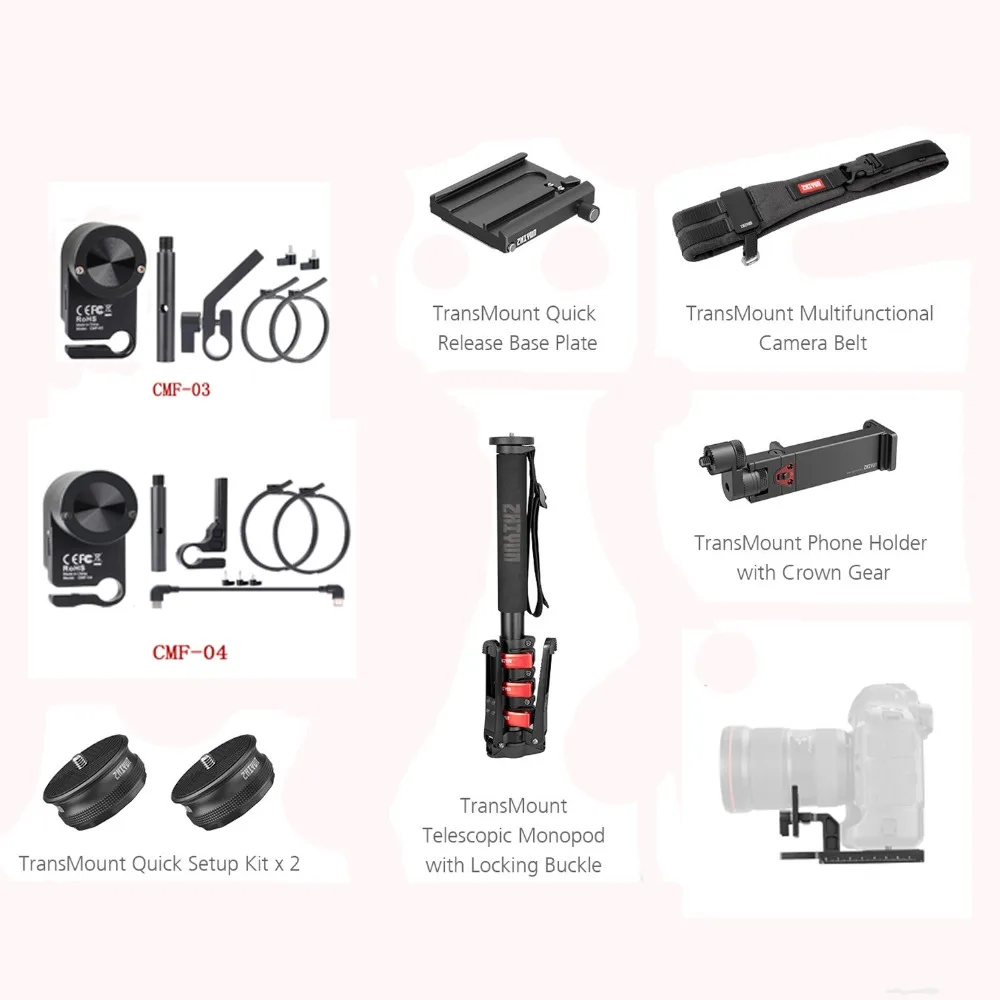 Zhiyun Crane 3 лабораторные аксессуары карданный держатель для телефона крепление и быстрая настройка Комплект и CMF-03 контроллер масштабирования и CMF-04 сервопривод