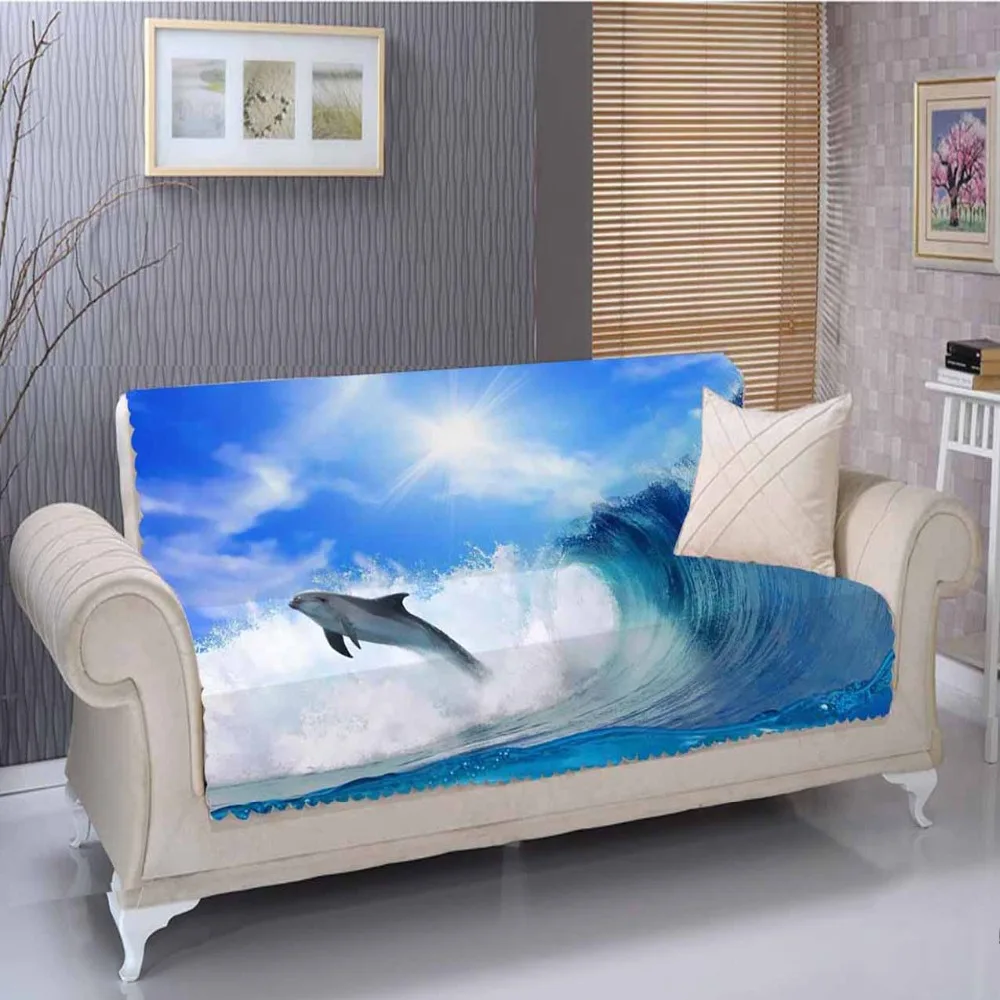 Еще Blue Sea Waves для дельфинов Животные 3D принт Гостиная устойчивый к пятнам печатных