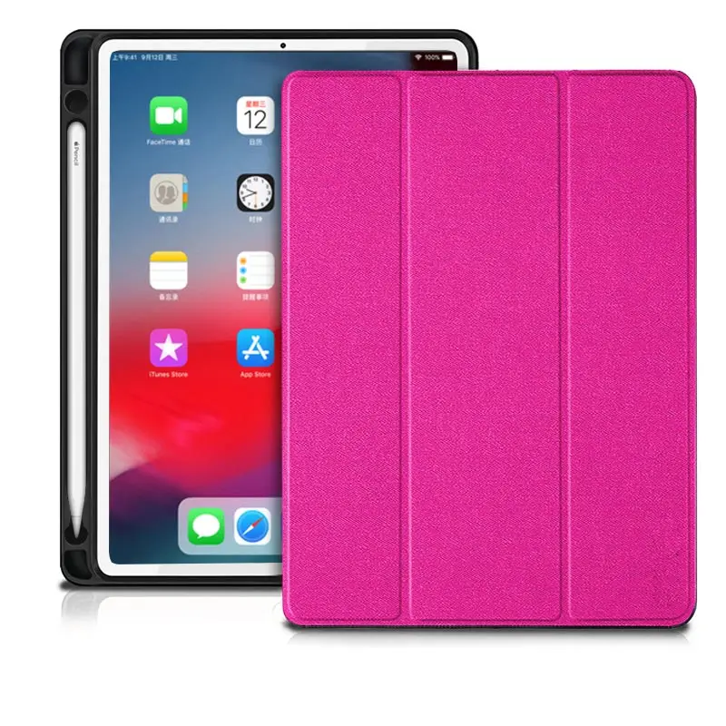 Чехол для iPad Pro 12,9 с держателем-карандашом из искусственной кожи, передняя крышка, мягкий силиконовый чехол для iPad Pro 12,9