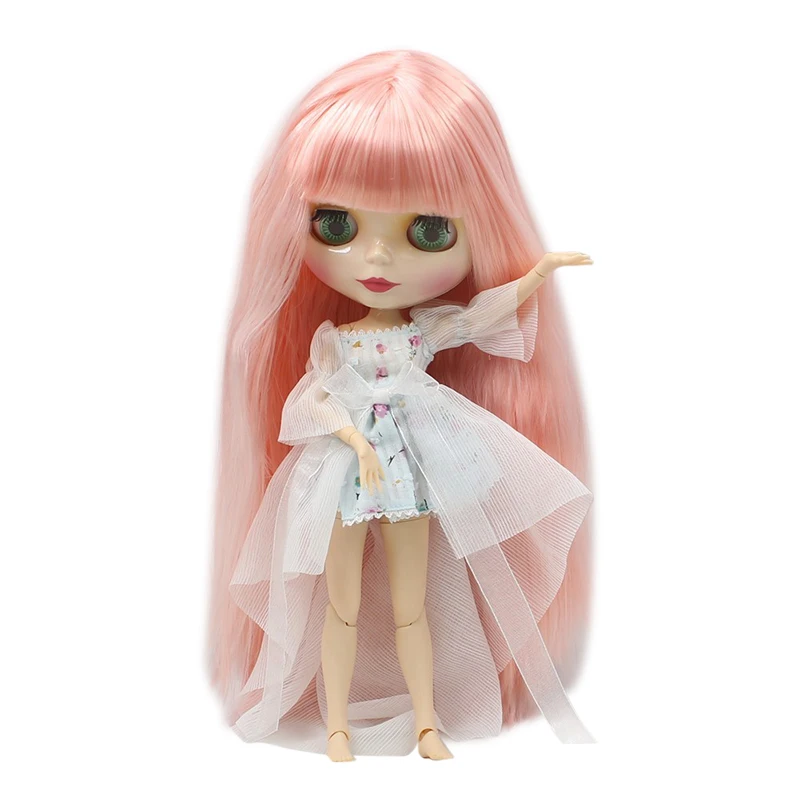 Ледяная кукла DBS Blyth 1/6 bjd шарнирное тело блестящее лицо белая кожа розовые волосы