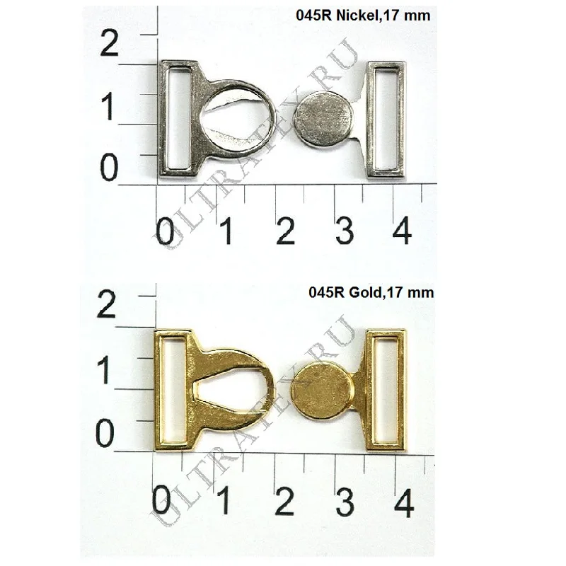 Metal lock for bra or swimsuits nickel gold 15 mm 17 (50 sets) 100 pcs per pack woman accessories | Дом и сад