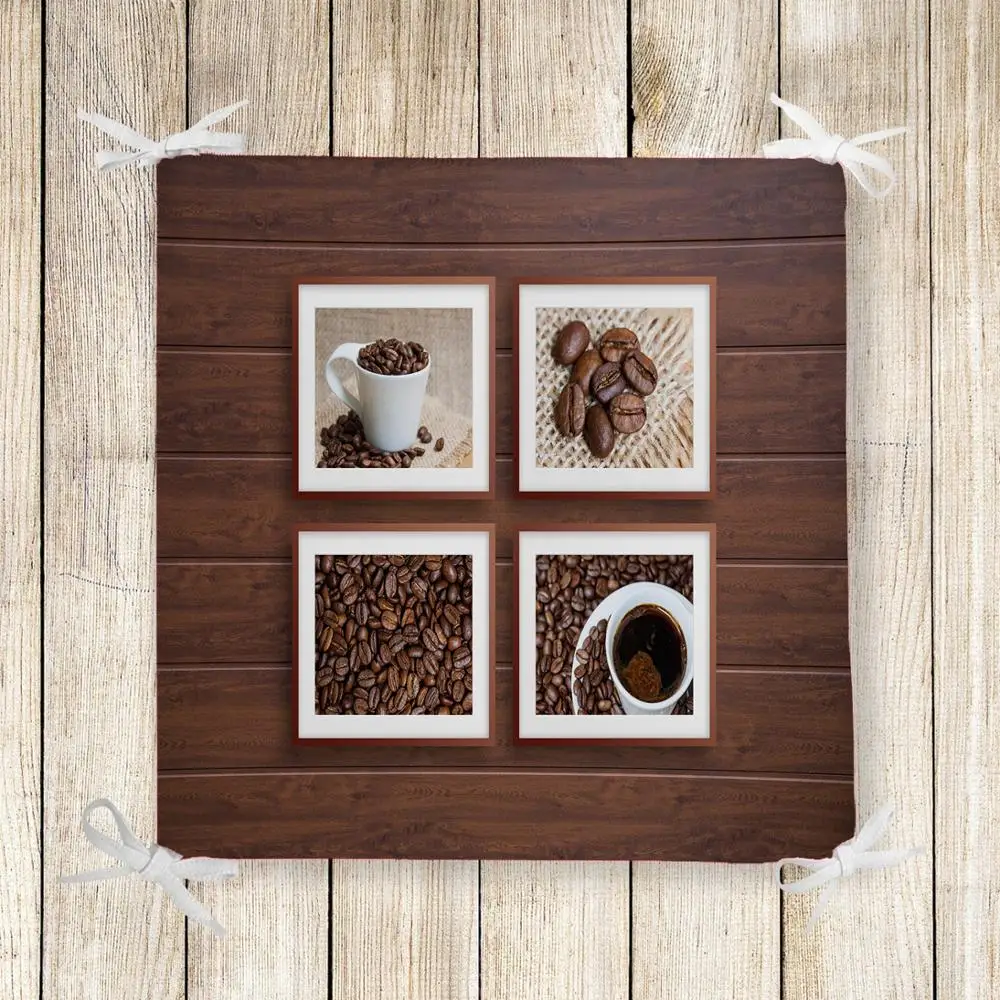 

Else Brown Wood Coffee Cups Patchwork 3d Print Chair Pad Seat Cushion Soft Memory Foam Full Lenght Ties Non Slip Washable Zipper
