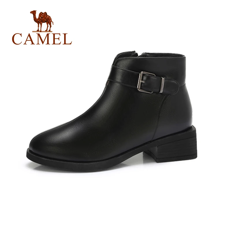 CAMEL/женские ботинки модель 2018 года Стильные полусапожки на толстом каблуке и