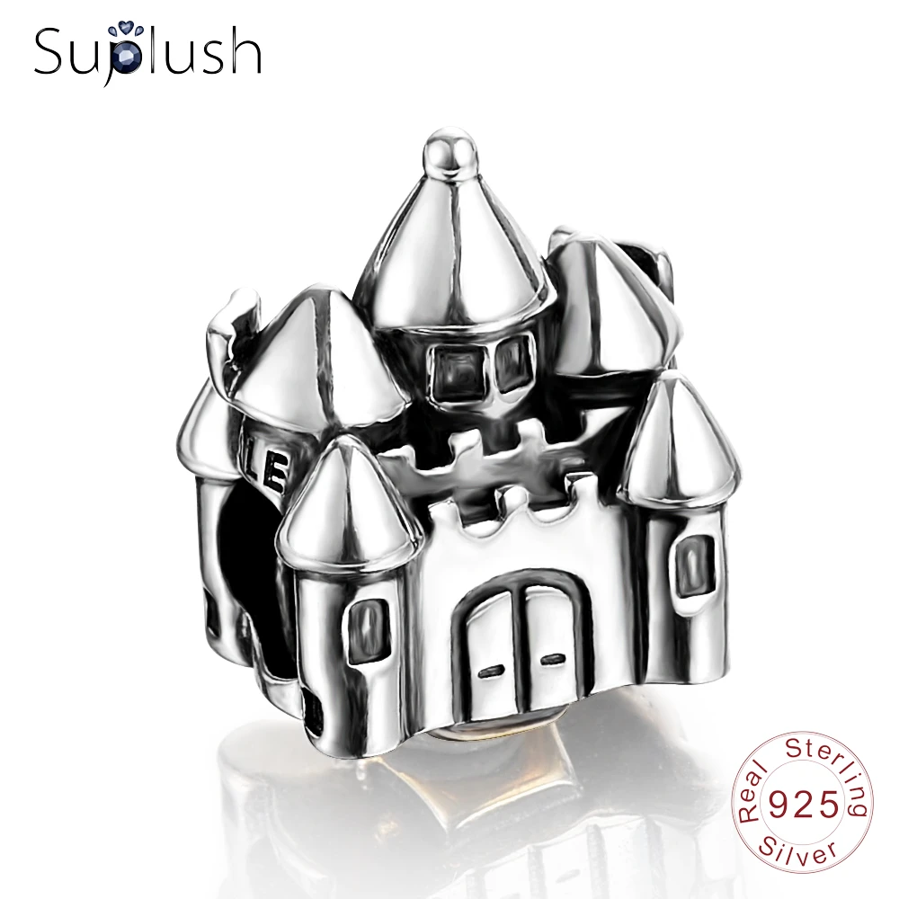 Suplush Античная 925 пробы Серебряные ювелирные изделия замок Шарм бусины для