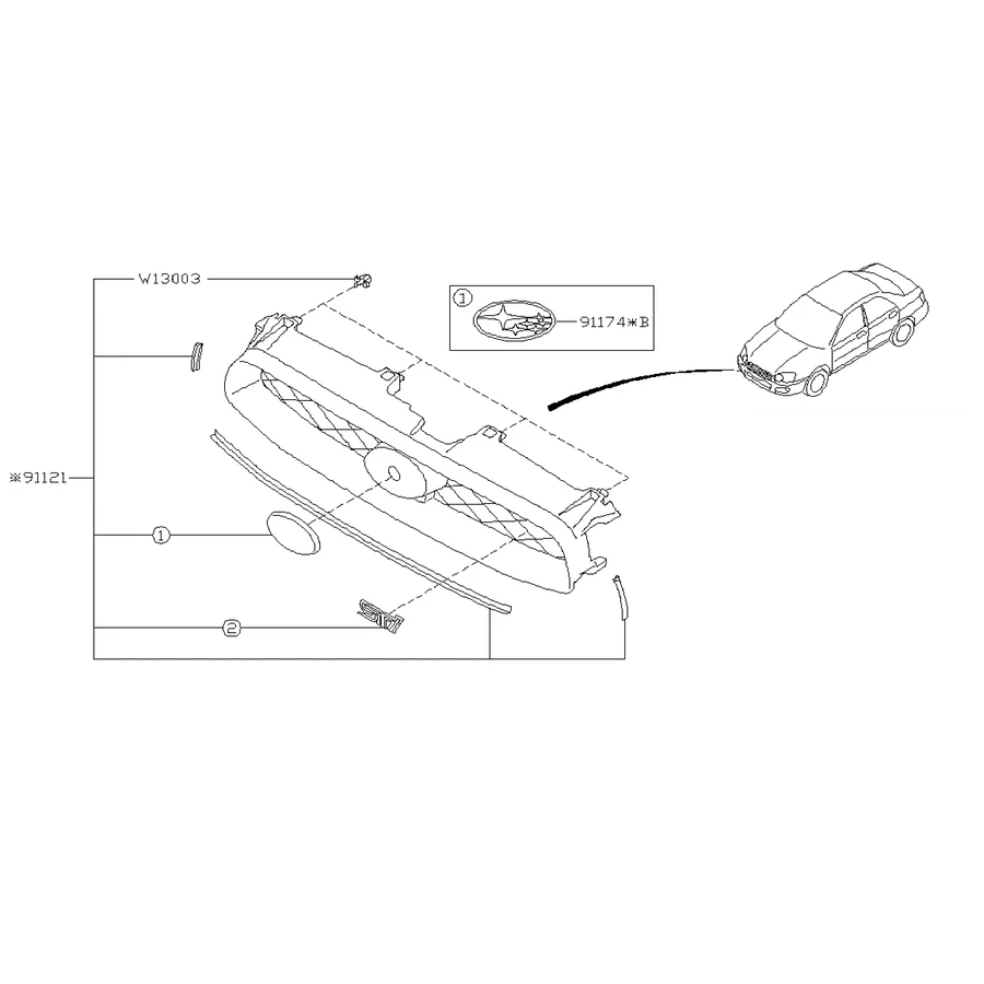 Передняя решетка радиатора для SUBARU IMPREZA 2000 2001 2002 2003|Передние и радиаторные