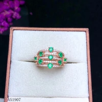 kjjeaxcmy fine jewelry 925 sterling silver inlaid natural gemstone emerald ladies ring support detection new bnfg