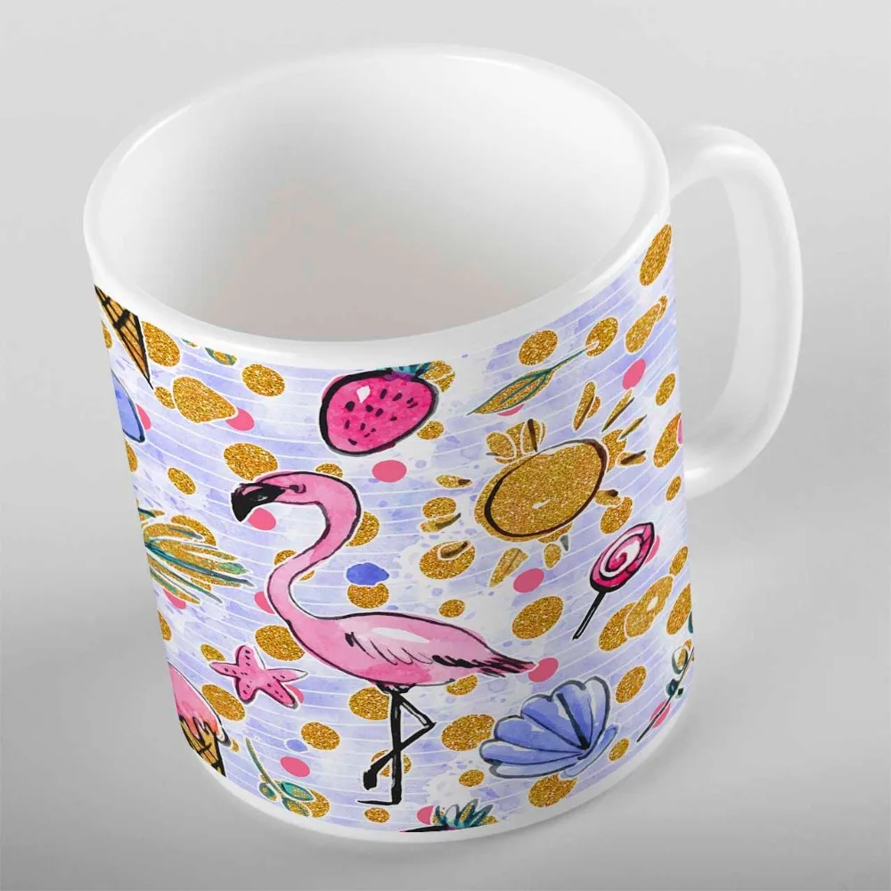 

Else Tropical Pink Flamingo Watercolor Yellow Dot Sun Fruit 3d Print Gift Ceramic Drinking Water Tea Bear Coffee Cup Mug Kitchen
