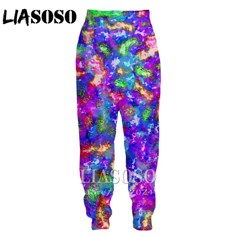 LIASOSO, 3d принт, мужские, женские спортивные штаны, аниме, Shantou, цветные, Триппи, пот, панк, зимние штаны, рок листья, хип-хоп брюки, D706 - Цвет: 4