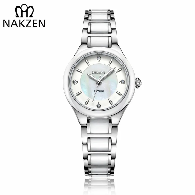 NAKZEN Women Steel Between Ceramics Quartz Watches Female Luxury Diamond Wristwatches Lady Fashion Watch Clock relogio feminino