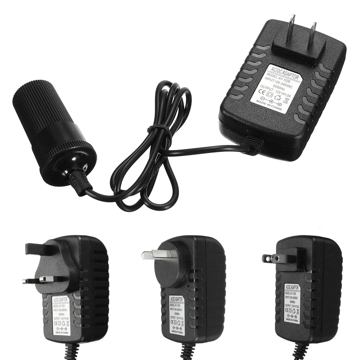 KROAK AC 100 240V К DC 12 V/2A AU/US/UK/EU штепсельная вилка автомобильное зарядное устройство