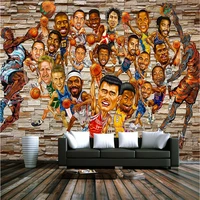 personalized nba characters 3d wallpapers brick retro basketball star wall murals non woven wall papers home decor living room