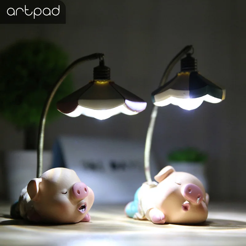 Artpad мультфильм Свинья Led ночные огни для малыша Портативный Силиконовый Батарея
