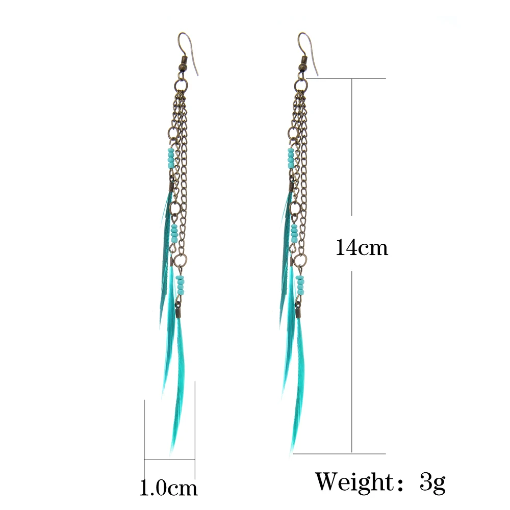 

Lureme Bohemian Ethnic 3 pcs Blue Feather Tassel Dangle Earrings for Womens Jewelry Wholesale (er005507)