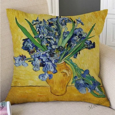 Vincent Van Gogh известная картина маслом автопортрет Подсолнух Звездная ночь галерея искусство Декоративная Подушка Чехол льняная наволочка