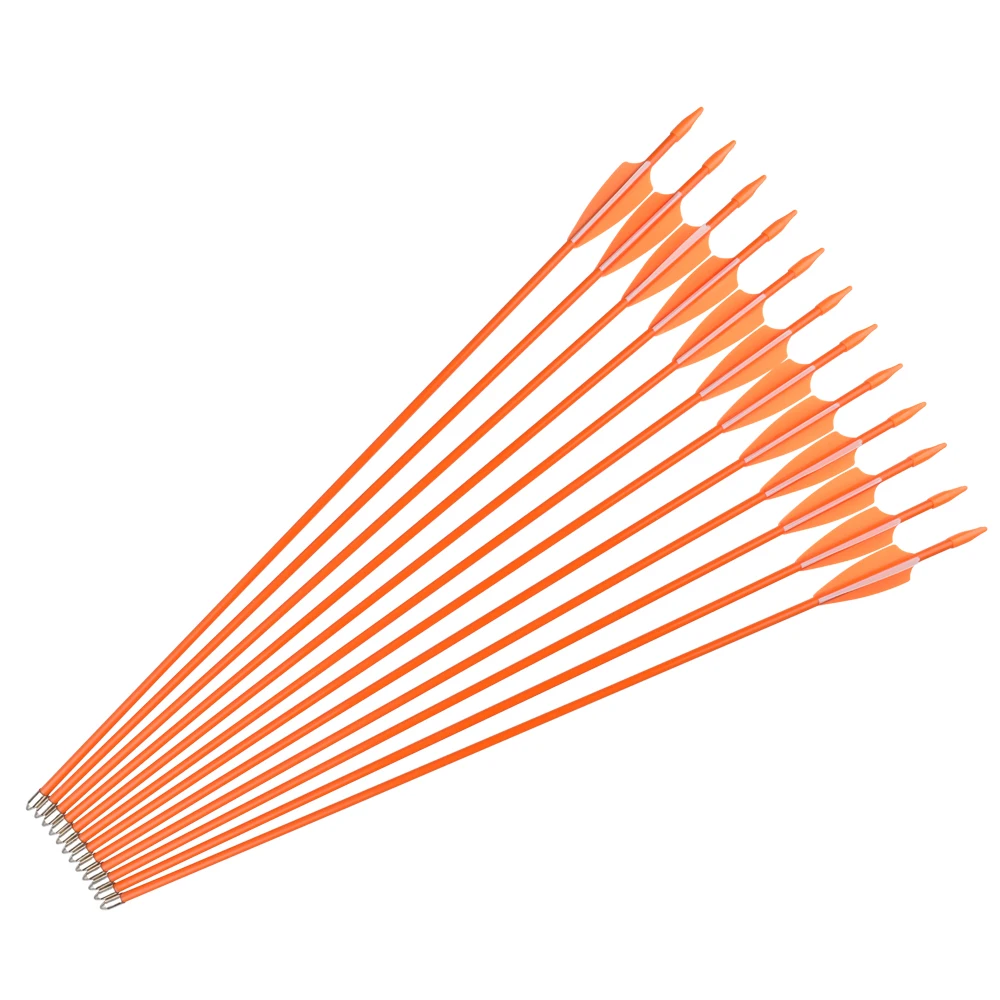 12 pcs Fiberglass Arrows Youth 5*7mm 26&quot Orange Fixed Bullet Point Kid Child Beginner Practice Archery Bow Free Shipping | Спорт и