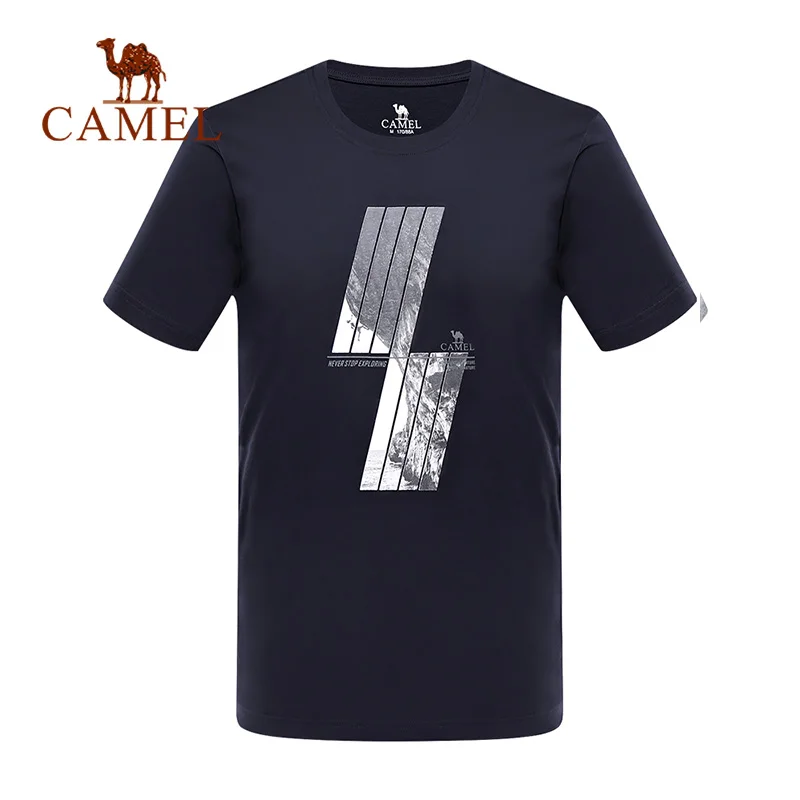 CAMEL новая уличная цветная Весенняя летняя футболка Мужская дышащая Футболка сухая Спортивная походная футболка - Цвет: Dark Blue
