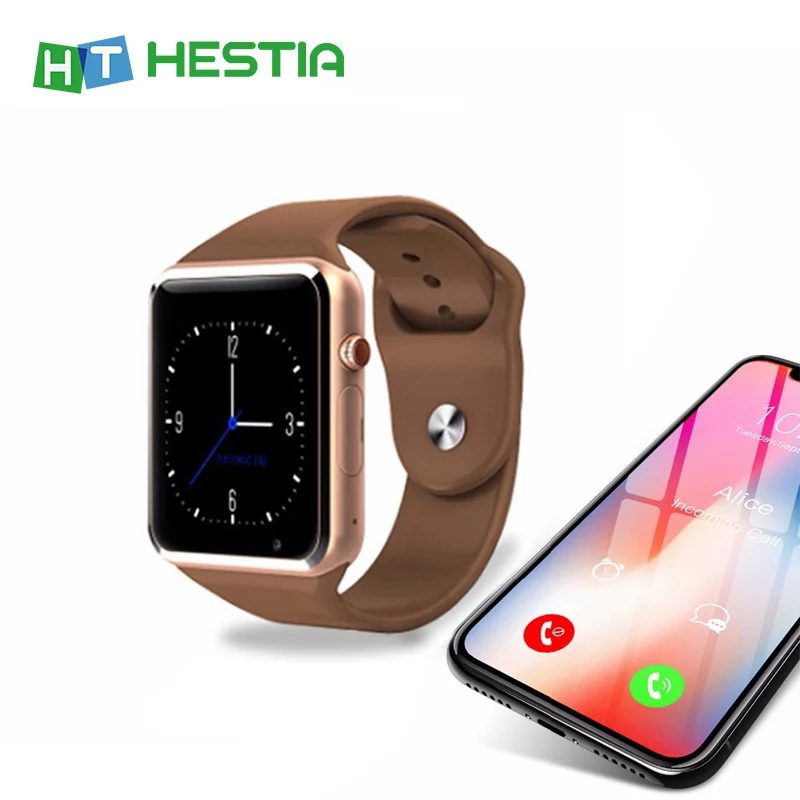 HESTIA A1 наручные часы Bluetooth Смарт часы спортивные Шагомер с сим-камерой Smartwatch для Android HUAWEI Apple samsung часы - Цвет: Серый