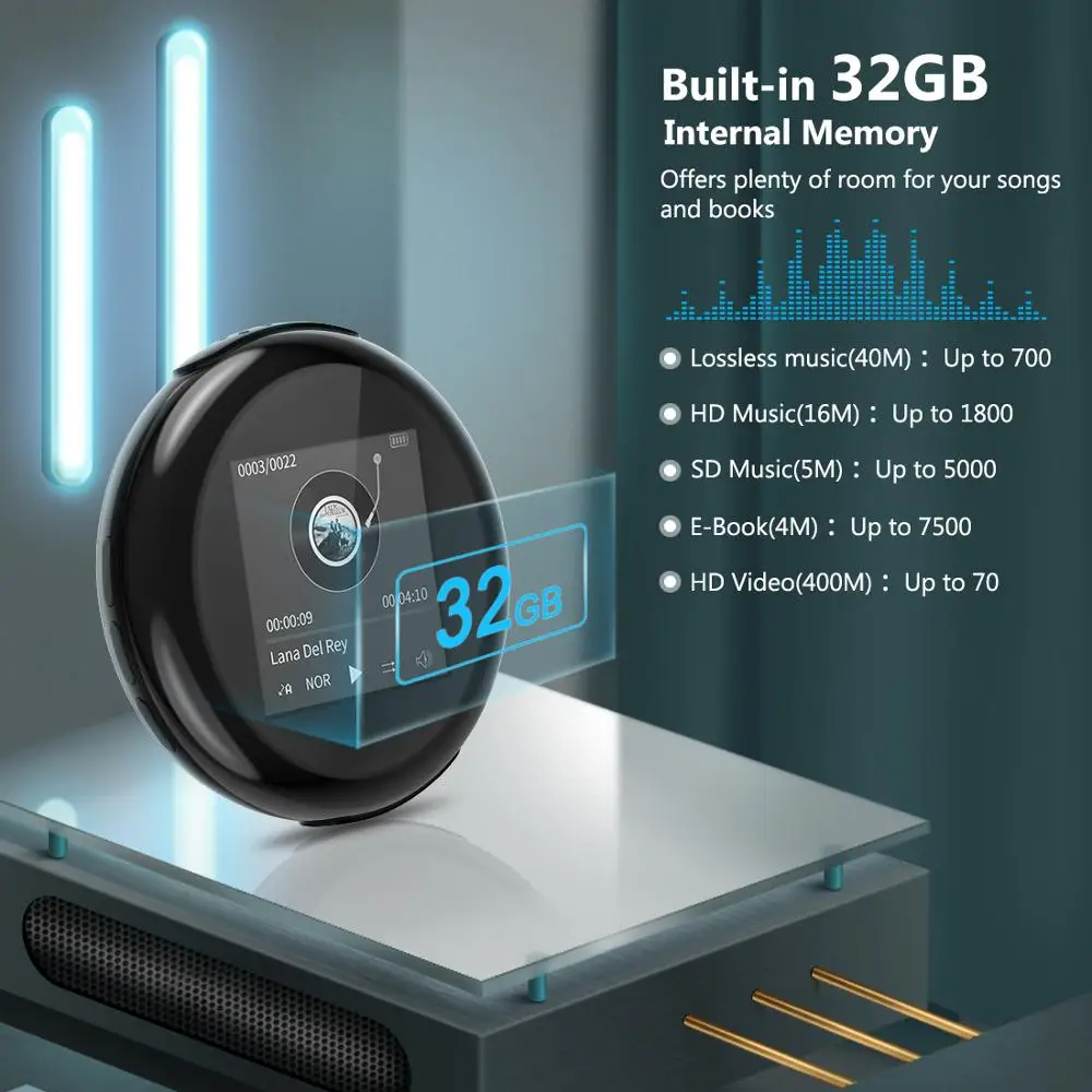 Leelbox mp3-плеер с bluetooth 4 1 и 5 сенсорным экраном hifi fm радио мини Спорт MP 3 музыкальный